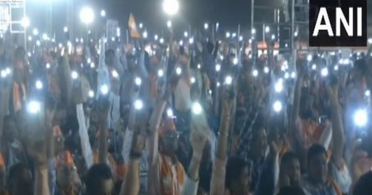 Gujarat polls: Mobile phone flashlights light up PM Modi's rally in Jamnagar